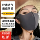 立体防晒不粘口红口罩女夏季防晒遮阳口罩透气可水洗面罩护眼角 【防晒口罩 凉感透气】深灰色 1个