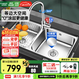 欧琳【国补立减15%】厨房水槽水盆不锈钢洗菜盆洗碗池大双槽洗菜池