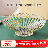 花语四季玻璃水果盘欧式家用客厅茶几高档轻奢零食糖果干果收纳盘大号欧式 描金透明果盘【升级新款】