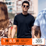 布先生明星同款可机洗毛T羊毛短袖毛衣男士针织打底衫 【圆-领】钢琴黑 L (175)