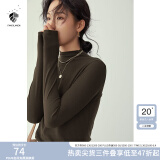范思蓝恩范思蓝恩204303半高领打底衫女秋冬百搭修身针织上衣紧身内搭毛衣 深咖色  S