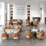 珍航售楼处酒店大堂接待洽谈桌椅美容院会所设计师旅馆民宿沙发茶几 一张双人+两张单人+子母茶几（颜色备注）