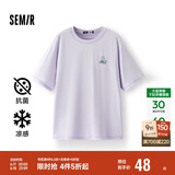 森马（Semir）【多彩凉感T】短袖t恤女夏中长款宽松舒适刺绣上衣109324100007