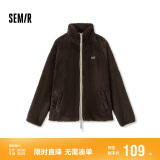 森马（Semir）外套女插肩袖珊瑚绒仿羊羔毛2024冬季立领宽松夹克109724108003