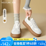 西遇厚底德训鞋女2025新款春夏百搭丑萌黄色板鞋圆头面包小白鞋 白色 37 (235)