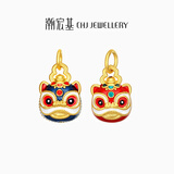 潮宏基 喜狮全家福黄金转运珠女足金串珠大小版送女友新年礼物U C 鸿福-大版