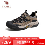 骆驼（CAMEL）男士户外登山复古网面休闲低帮徒步鞋 G14S342046 棕/黑 43
