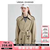 VEGA CHANG风衣外套女2025年春秋新款中长款高级感纯色大衣 摩卡棕 L