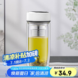 希乐玻璃杯双层玻璃水杯男士商务办公茶水分离杯便携泡茶杯子大容量