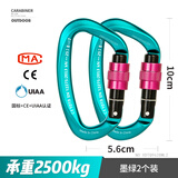 欣达（xinda）专业攀岩登山D形主锁承重安全扣锁具铝合金户外安全挂钩锁匙扣 墨绿色2个装