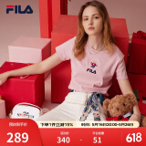斐乐（FILA）官方女士短袖T恤夏印花运动女装针织短袖套头衫小熊T刺绣上衣 麦町粉-PK XL 175/92A