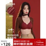 ubras情人节钻石纱夹心软支撑花瓣杯文胸内衣女胸罩背心-丝绒红L