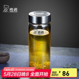 希诺单层玻璃杯男家用商务办公泡茶杯子便携车载水杯XN-6015 280mL