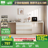 林氏家居现代简约斗柜梳妆台卧室化妆桌OV3C【暮云灰】双人桌+六斗柜