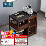 淘慕新中式移动茶桌家用小茶台客厅实木茶车阳台茶几烧水壶一体茶水柜 胡桃色64长茶字板+黑色防烫电器