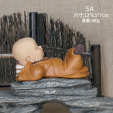 创意古风小和尚摆件佛系禅意家居客厅茶桌人物玩偶盆景造景装饰品 5A舒缓翘腿