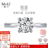MoLi18K金人工培育钻石戒指铂金戒指四爪求婚大钻戒1克拉女友节日礼物 18k金培育钻D色VVS/3EX/GRC证书 30分
