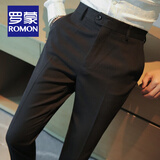 罗蒙（ROMON）西裤男春秋季西装裤男商务时尚韩版修身男士长裤青年痞帅休闲男裤 黑色 32 （建议体重130-140斤）