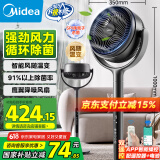 美的（Midea）【SPI净离子】五翼四季净化扇摇头空气循环扇家用电风扇风随温变立式风扇落地扇空调伴侣 GDG24LX