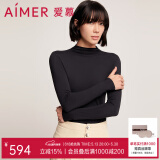 爱慕上衣女士21AW随心恋曲莫代尔小高领长袖上衣打底保暖AM726891 黑色400 160
