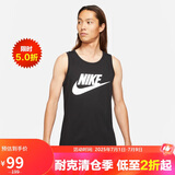 耐克NIKE男 运动背心 圆领无袖 柔软舒适 AR4992-013 黑2XL