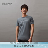 Calvin Klein Jeans夏季男女情侣中性年轻ck多色印花透气修身短袖T恤J320931 PN6-雾霾蓝 XL （推荐160-175斤）