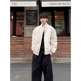 主意范（ZHUYIFAN）夹克男三防飞行秋冬加绒加厚整套立领棒球服外套短款工装冲锋衣潮 白色夹克 L 110-130斤