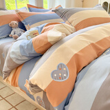 雅鹿家纺简约磨毛纯棉四件套100全棉床上用品冬季加厚床单被套宿舍4 阿勒泰桔LT 1.8m 床单款 四件套(被套2x2.3)