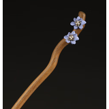 万宝资绿檀黑檀木发簪女高级感花朵气质盘发簪子现代简约新中式发钗木簪 睡莲绿檀-18厘米【清香檀木】