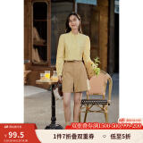 茵曼（INMAN）2025年春季女装新款法式立领荷叶边泡泡袖衬衫衬衣18236304 阳光黄 L