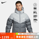 耐克NIKE羽绒服男短款连帽SF WR 650-D FLD外套FB8178-077灰XL