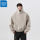 真维斯（Jeanswest）480g重磅短款连帽卫衣boxy潮牌高级感宽松纯色美式帽衫外套男女 杏色（高端定制品质） XL