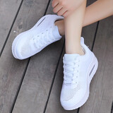 睿登摇摇鞋妈妈鞋飞织网面透气运动鞋厚底气垫旅游鞋舒适舞蹈鞋冬季 7711白色镂空 38 (240mm)
