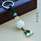 菩提子汽车钥匙扣挂件 手工莲花创意 男女礼物手机链包包挂件饰品 黄杨木梅花【钥匙环扣款】