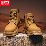 回力官方男鞋马丁靴男英伦风2025秋冬季新款高帮户外靴子男 驼色 42