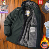 啄木鸟棉衣男士外套男秋冬季新款棉服男冲锋衣男棉袄加厚羽加绒服男冬装 军绿色 脱卸帽 4XL (建议175-190斤)