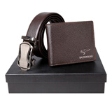 诺曼蒂（NOLMENDY）创意diy父亲节送爸爸的生日礼物40岁特别60送给男士实用男友钱包 新款男士棕色皮带钱包套装