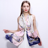 达芬奇密码真丝丝巾桑蚕丝女士围巾披肩礼盒母亲妈妈生日礼物 大不列颠粉蓝