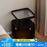 航轩世家床头柜小型家用卧室创意床边柜现代简约收纳架子铁艺移动边几 【带感应灯】35*35*59cm-幽暗黑