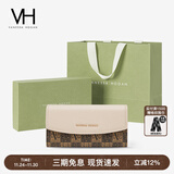 VANESSA HOGAN  VH女包PVC长款钱包小众多功能钱夹复古手拿小包生日礼物送女友 杏色