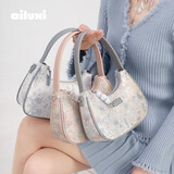 爱路喜新款轻便百搭油画包包女士小众单肩腋下hobo包斜挎月牙包生日礼物