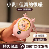 迪普尔暖手宝二合一充电式便携迷你小夜灯暖手暖宝宝送生日礼物女 粉色鹿-五档调温-3600mAh