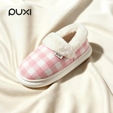 朴西冬季包跟女士复古格子棉鞋防滑产后孕妇全包月子鞋 蜜桃粉 35-36