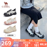 骆驼（CAMEL）丑萌登山鞋女时尚撞色户外休闲鞋 L24S076620 米/银/黑 36