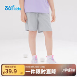 361°儿童短裤夏季男女童3-12岁透气运动裤梭织五分裤 灰 175