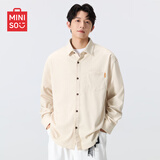 名创优品（MINISO）长袖衬衫男春秋新款灯芯绒高级感衬衣美式复古外套男 浅米 XL
