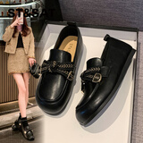 星期六（St&Sat）复古蝴蝶结平底女鞋气质软底乐福鞋 SSC3111F4E 黑色 36