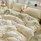 浪莎（LangSha）公主风双层纱床上用品四件套2026新款全棉纯棉花边被套床单三件套 薄荷微凉【抑菌防螨 亲肤裸睡】 1.8m 床单款 四件套-被套200x230cm