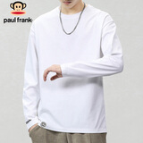 大嘴猴（paul frank）长袖t恤男士春秋季休闲卫衣男装纯棉打底衫上衣外套 白色 XL