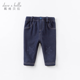 戴维贝拉（DAVE＆BELLA）牛仔裤女童裤子男童加绒裤儿童外穿宝宝加厚童裤婴儿小童冬季长裤 牛仔蓝色 90 cm(3T(建议身高80-90cm))